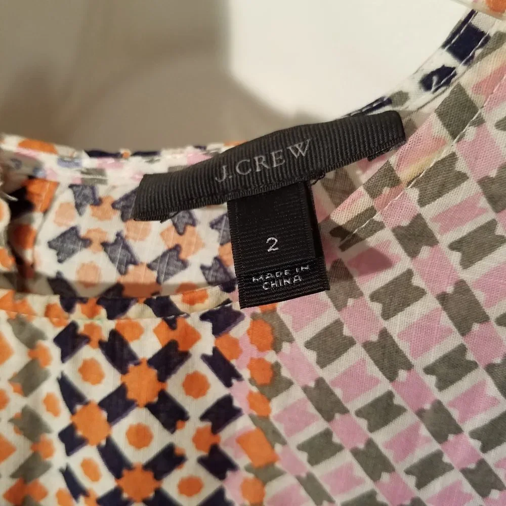 J.CREW 4 Pink geo‎ top Item A1328
